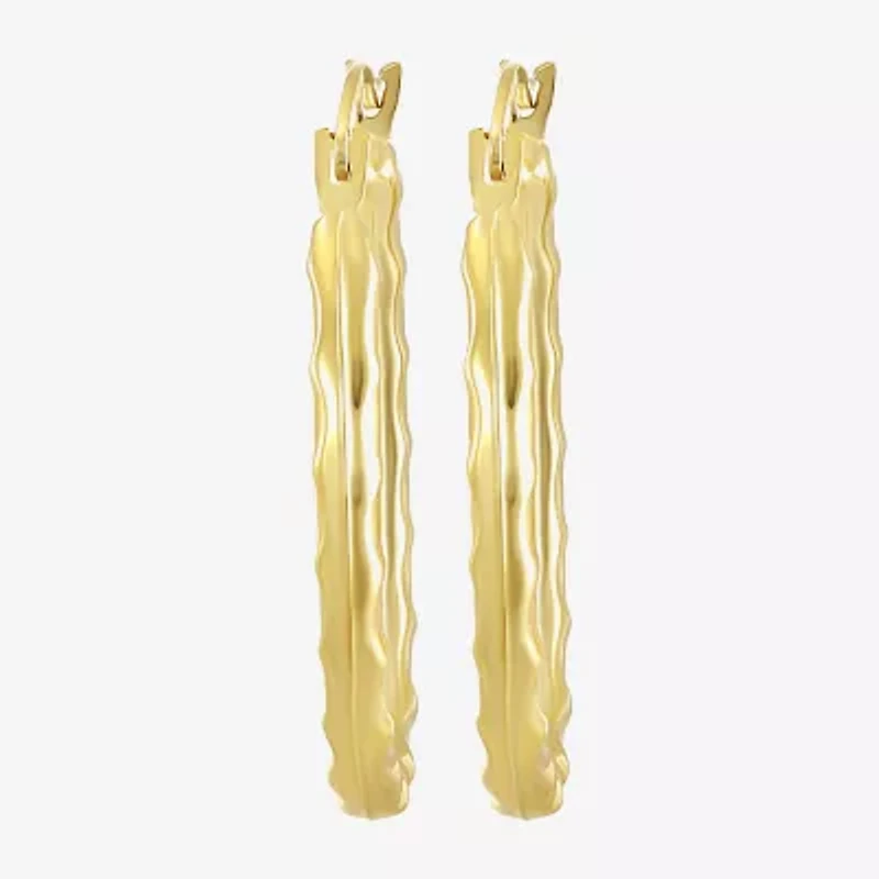 Womens 14K Gold 20mm Oval Hoop Earrings