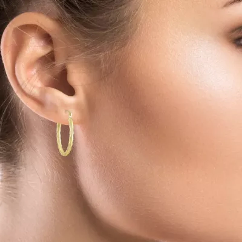 Womens 14K Gold 20mm Oval Hoop Earrings