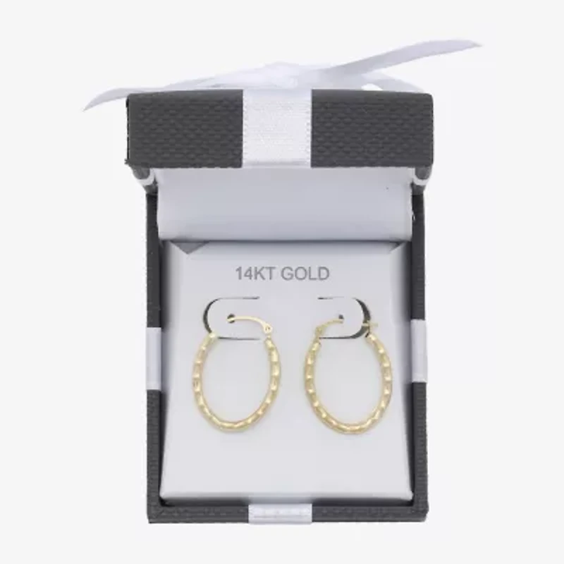Womens 14K Gold 20mm Oval Hoop Earrings