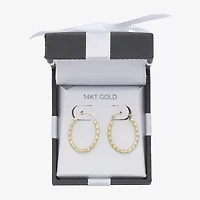 Womens 14K Gold 20mm Oval Hoop Earrings