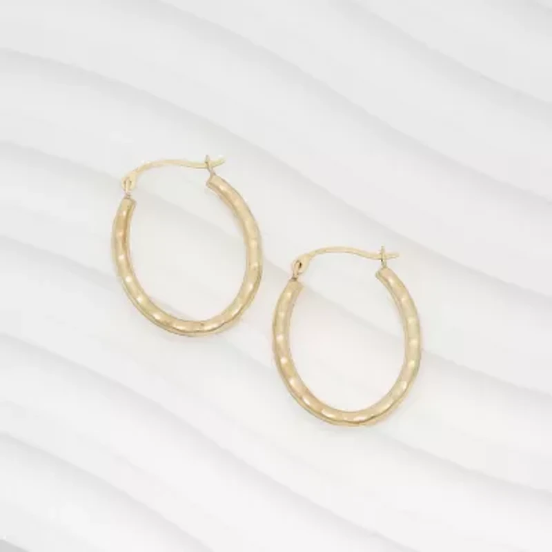 Womens 14K Gold 20mm Oval Hoop Earrings