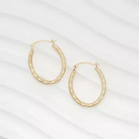 Womens 14K Gold 20mm Oval Hoop Earrings