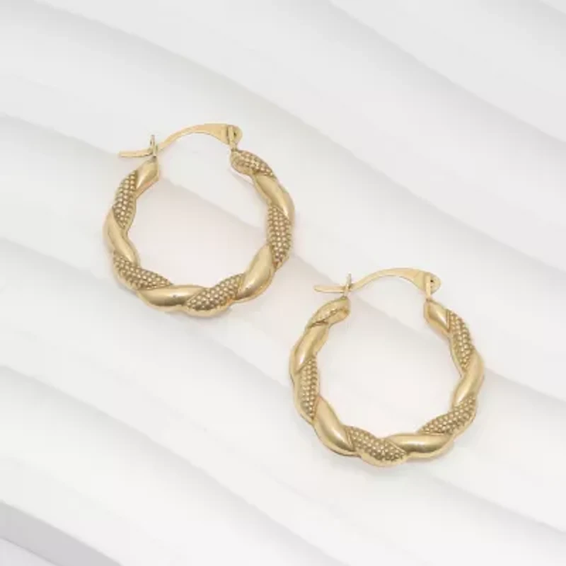 Womens 14K Gold 18mm Round Hoop Earrings