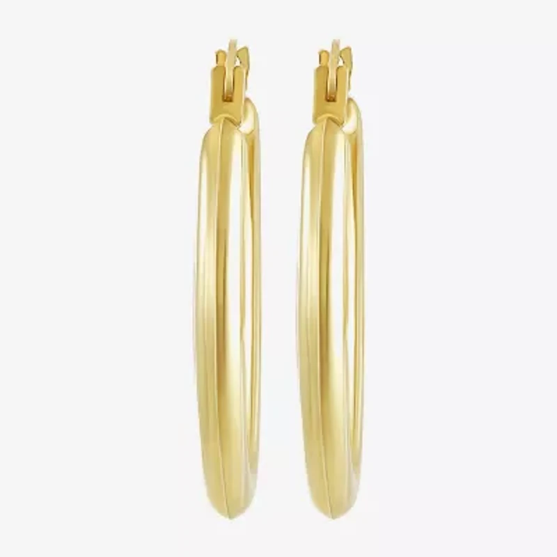 Womens 14K Gold 25mm Oval Hoop Earrings