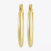 Womens 14K Gold 25mm Oval Hoop Earrings