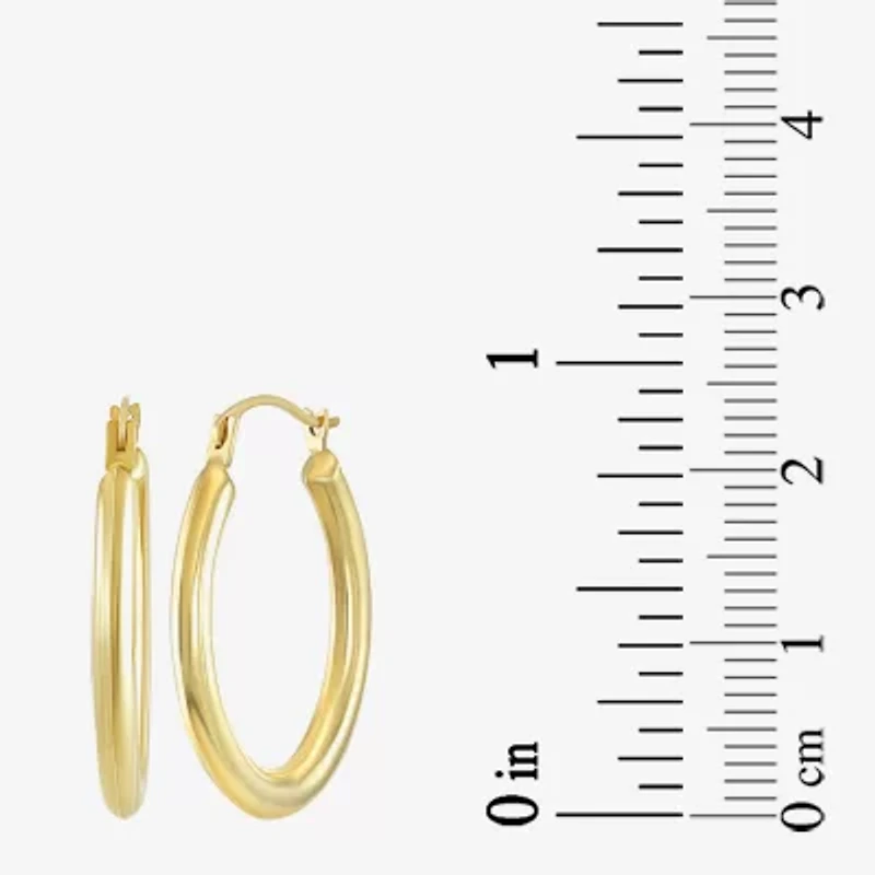 Womens 14K Gold 25mm Oval Hoop Earrings