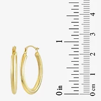 Womens 14K Gold 25mm Oval Hoop Earrings