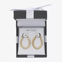 Womens 14K Gold 25mm Oval Hoop Earrings