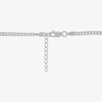 Womens Sterling Silver 10 Inch Solid Curb Ankle Bracelet