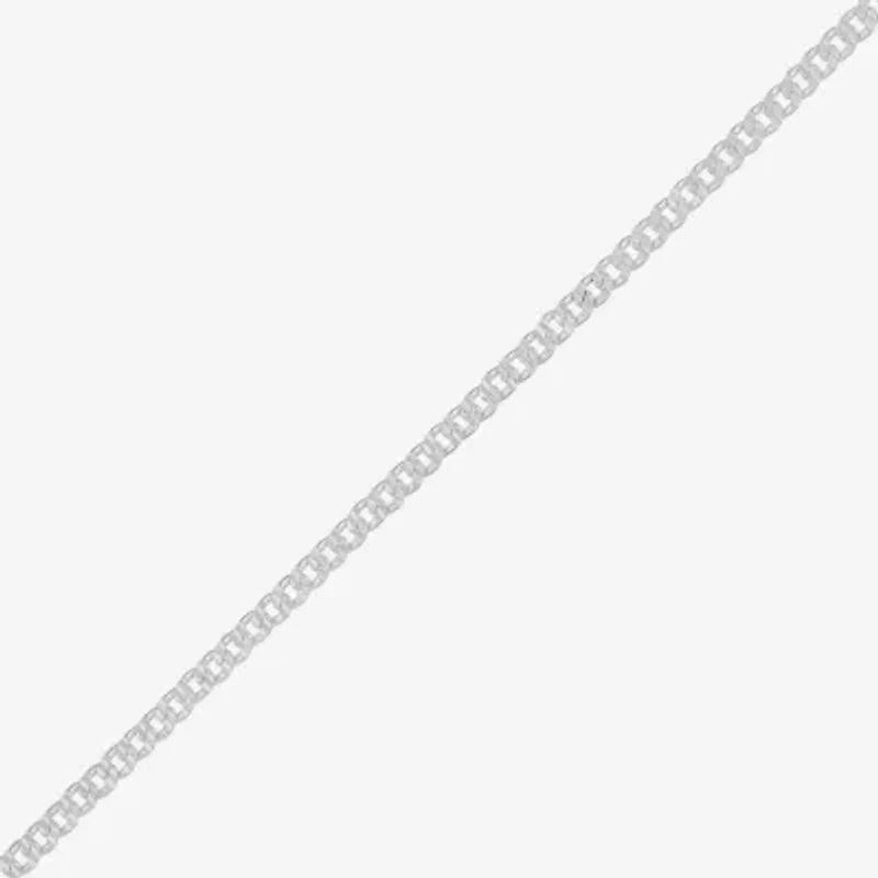 Womens Sterling Silver 10 Inch Solid Curb Ankle Bracelet