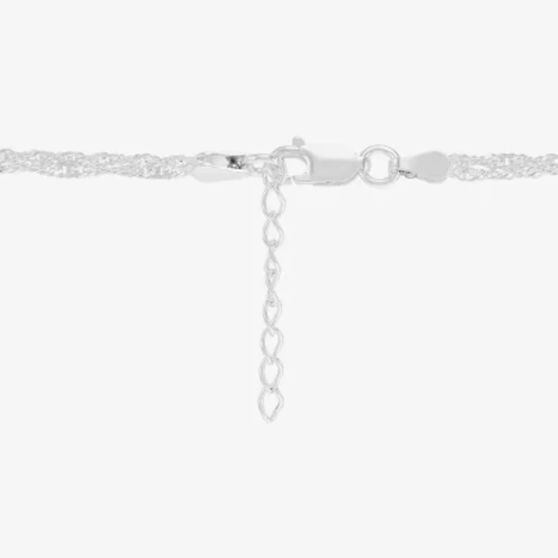 Made in Italy Womens Sterling Silver 10 Inch Solid Link Ankle Bracelet