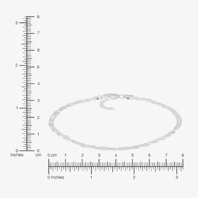 Made in Italy Womens Sterling Silver 10 Inch Solid Link Ankle Bracelet