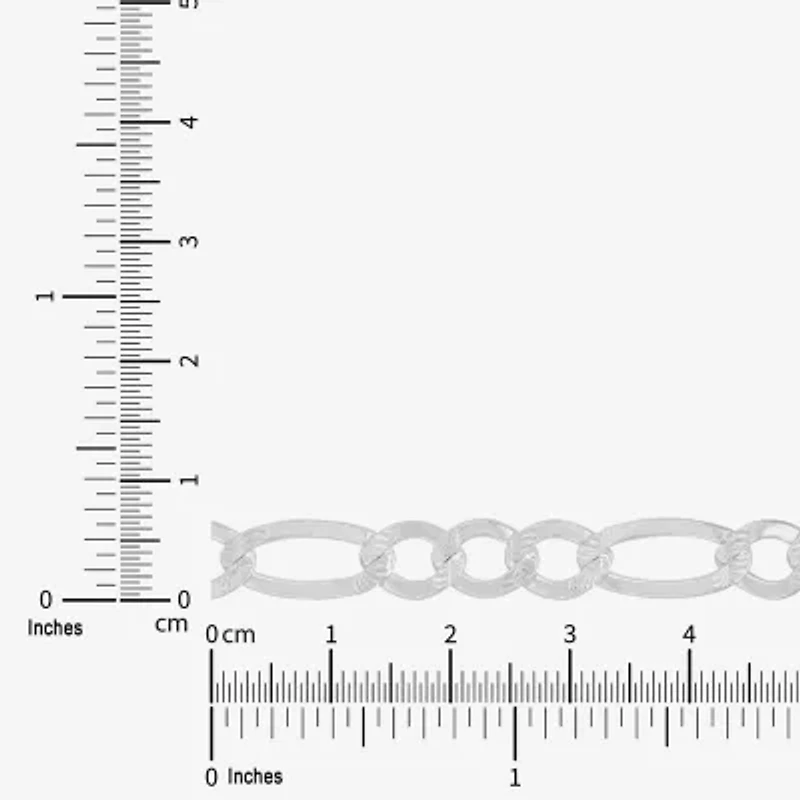 Womens Sterling Silver 8 1/2 Inch Solid Figaro Chain Bracelet