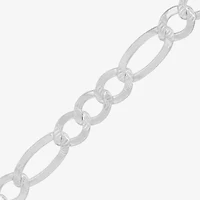 Womens Sterling Silver 8 1/2 Inch Solid Figaro Chain Bracelet