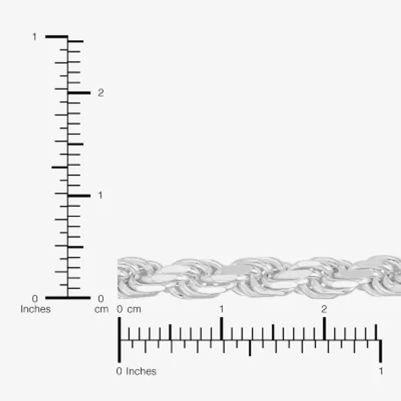 Made in Italy Mens Sterling Silver Inch Rope Chain Necklace