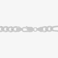 Made in Italy Mens Sterling Silver / Inch Solid Figaro Chain Bracelet