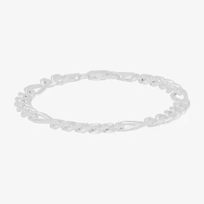 Made in Italy Mens Sterling Silver / Inch Solid Figaro Chain Bracelet
