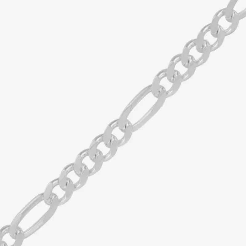 Made in Italy Mens Sterling Silver / Inch Solid Figaro Chain Bracelet