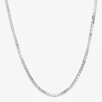 Made in Italy Womens Sterling Silver Inch Box Chain Necklace