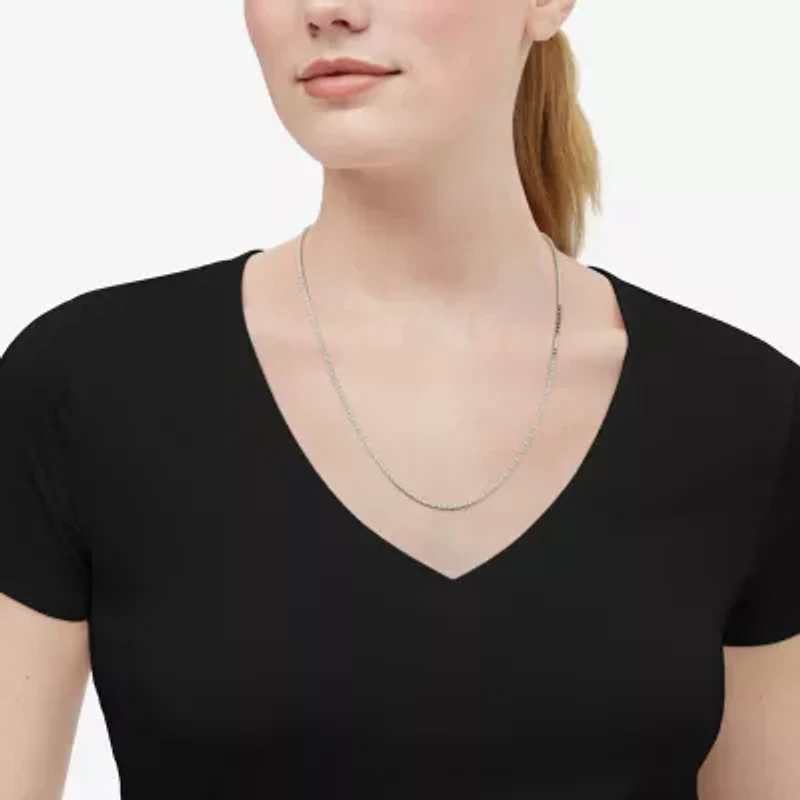 Made in Italy Womens Sterling Silver Inch Box Chain Necklace