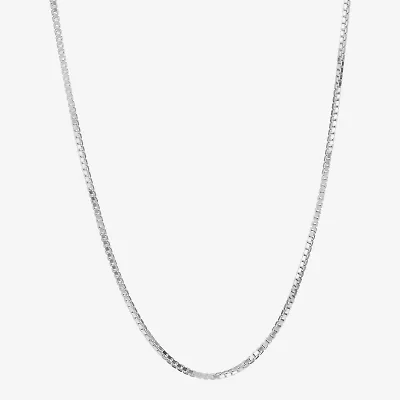 Made in Italy Sterling Silver Womens Sterling Silver Inch Box Chain Necklace