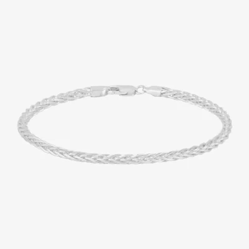 Made in Italy Mens Sterling Silver 8 1/2 Inch Solid Wheat Chain Bracelet