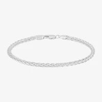 Made in Italy Mens Sterling Silver 8 1/2 Inch Solid Wheat Chain Bracelet