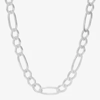 Made in Italy Womens Sterling Silver 24 Inch Figaro Chain Necklace