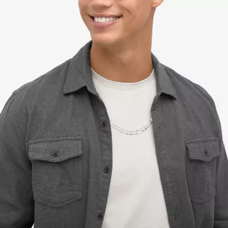 Made in Italy Womens Sterling Silver 24 Inch Figaro Chain Necklace