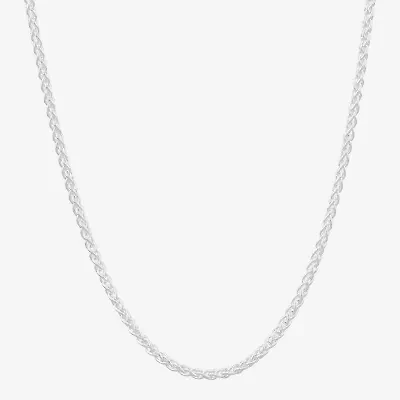 Made in Italy Womens Sterling Silver 22 Inch Wheat Chain Necklace