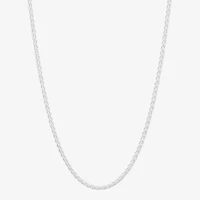 Made in Italy Womens Sterling Silver 24 Inch Wheat Chain Necklace