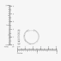 Diamonart Womens Lab Created White Cubic Zirconia Sterling Silver Hoop Earrings