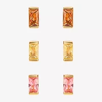 Limited Quantities! Womens Multi Color Cubic Zirconia Sterling Silver 3 Pair Earring Set