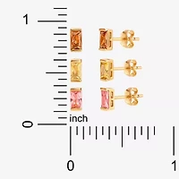 Limited Quantities! Womens Multi Color Cubic Zirconia Sterling Silver 3 Pair Earring Set