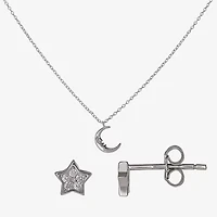 Limited Quantities! Womens White Cubic Zirconia Sterling Silver Moon 3-pc. Jewelry Set