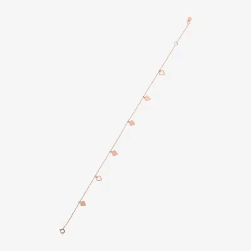 Limited Quantities! Womens 18K Rose Gold Over Silver 9 Inch Solid Heart Ankle Bracelet