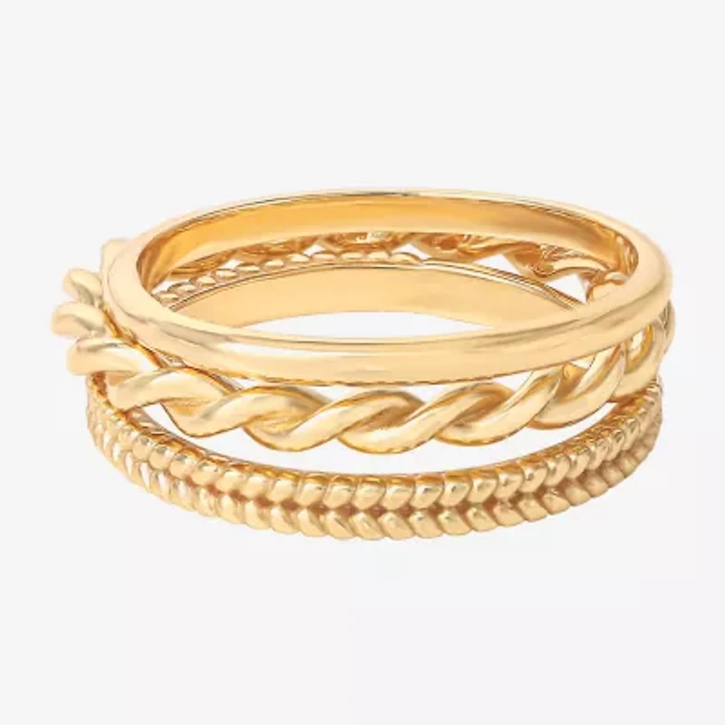 Limited Quantities! Womens 14K Gold Over Silver Ring Set