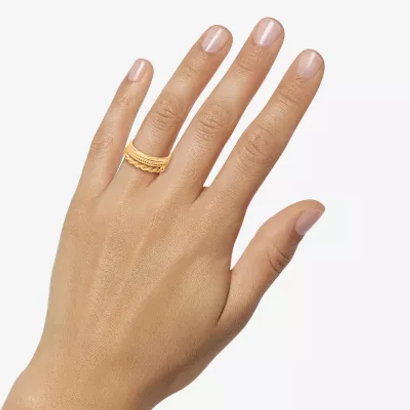 Limited Quantities! Womens 14K Gold Over Silver Ring Set