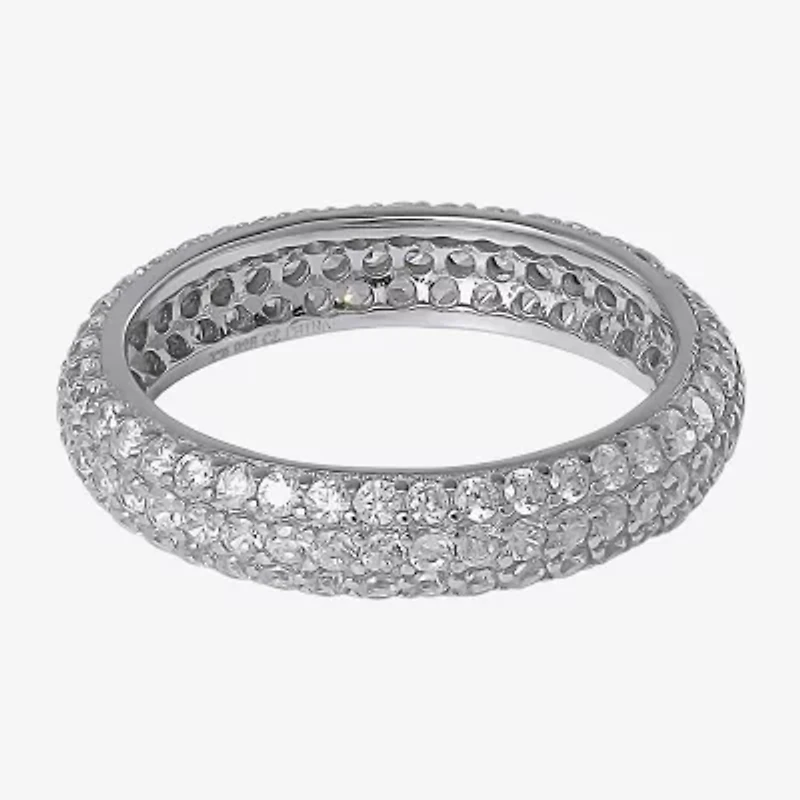 Limited Quantities! Womens 4MM White Cubic Zirconia Sterling Silver Band