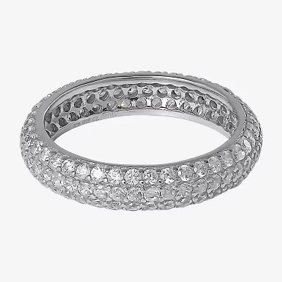 Limited Quantities! Womens 4MM White Cubic Zirconia Sterling Silver Band