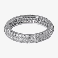 Limited Quantities! Womens 4MM White Cubic Zirconia Sterling Silver Band