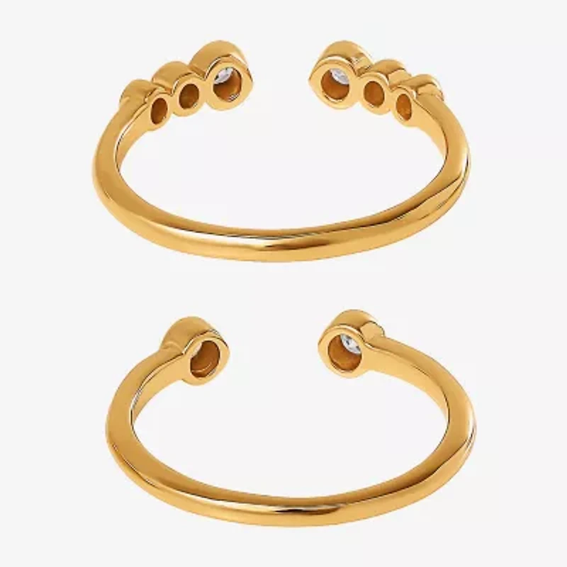 Limited Quantities! Womens White Cubic Zirconia 14K Gold Over Silver Bypass  Ring Set