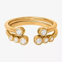 Limited Quantities! Womens White Cubic Zirconia 14K Gold Over Silver Bypass  Ring Set