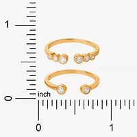 Limited Quantities! Womens White Cubic Zirconia 14K Gold Over Silver Bypass  Ring Set