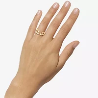Limited Quantities! Womens White Cubic Zirconia 14K Gold Over Silver Bypass  Ring Set