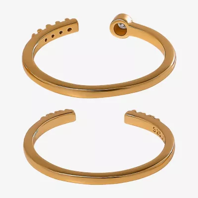 Limited Quantities! Womens White Cubic Zirconia 14K Gold Over Silver Ring Set