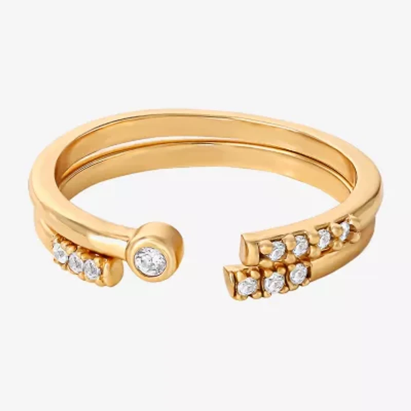 Limited Quantities! Womens White Cubic Zirconia 14K Gold Over Silver Ring Set