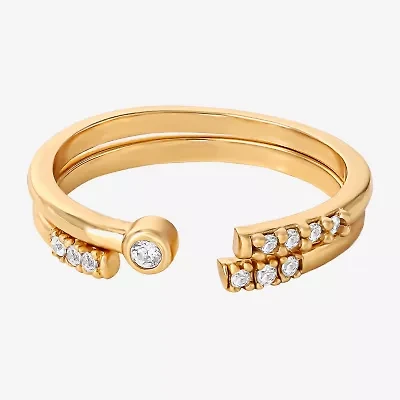 Limited Quantities! Womens White Cubic Zirconia 14K Gold Over Silver Ring Set