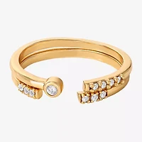 Limited Quantities! Womens White Cubic Zirconia 14K Gold Over Silver Ring Set