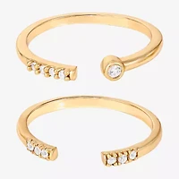 Limited Quantities! Womens White Cubic Zirconia 14K Gold Over Silver Ring Set